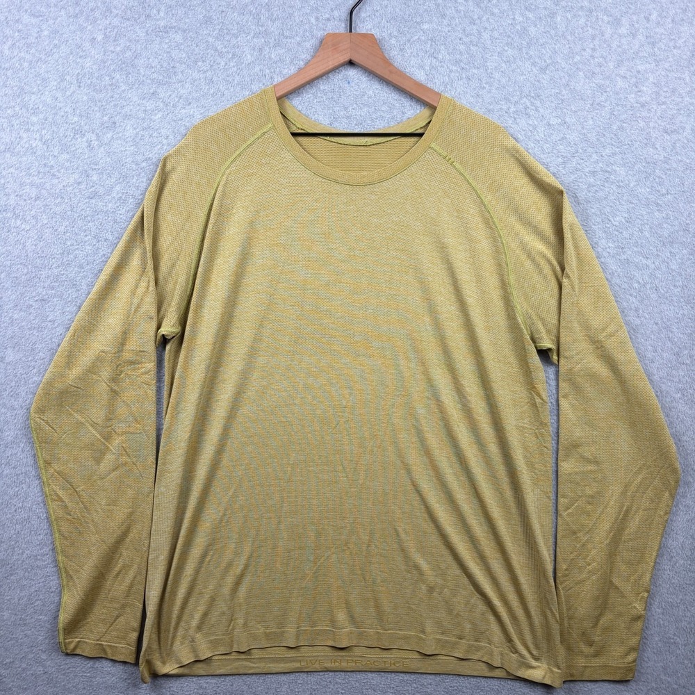 Lululemon Metal Vent Tech Shirt Mens 2XL XXL Yellow Gold Long Sleeve Performance